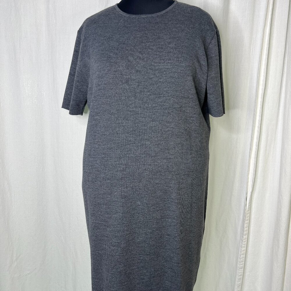 Gispa Donna Neiman Marcus Grey Sweater Dress Short Sleeve Wool Blend Size 2X